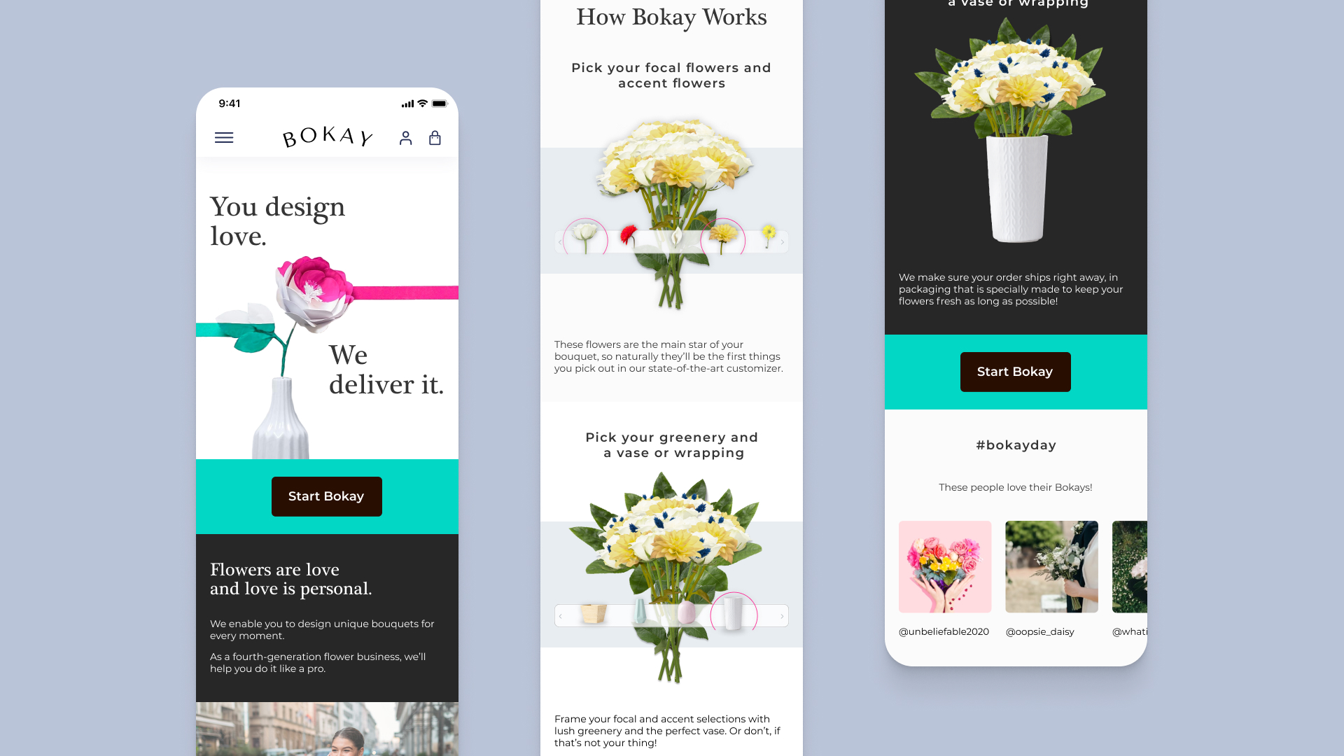 Bokay Mobile landing page lavendar